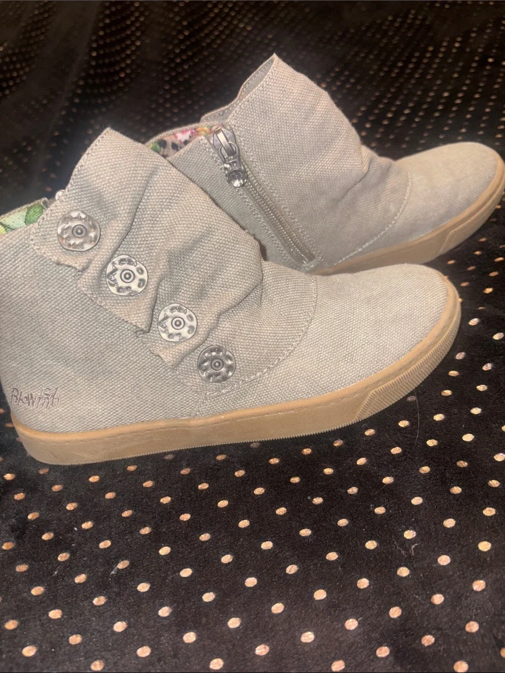 Blowfish Kids Light Gray Canvas High-Top Booties